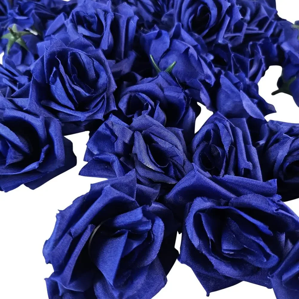 63 Royal Blue Silk Rose Heads 3 inch Artificial Wedding Flowers DIY Craft Decor